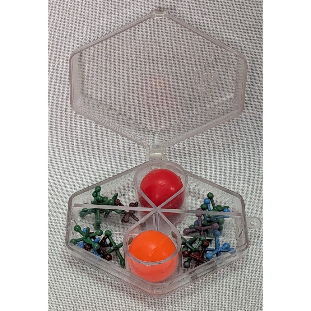Imperial Jacks Game Set Kids OS Multicolor Good Vintage 1988 Hexagon Travel Case